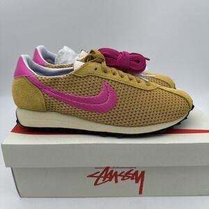 New Nike LD 1000 STUSSY Gold Sneaker Shoes Size US 11.5 PINK LOGO Women's